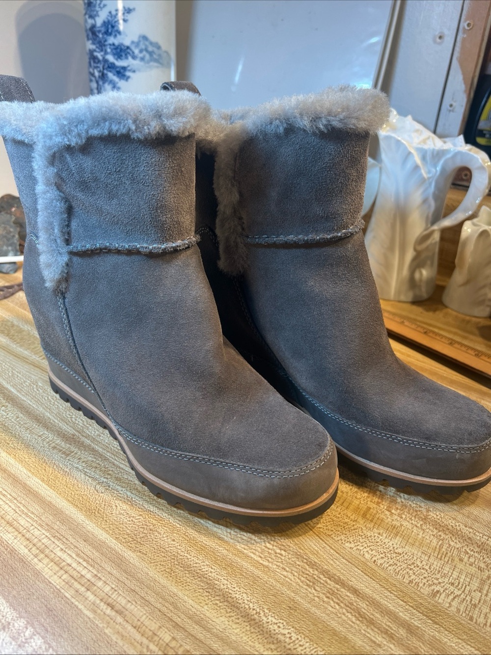 UGG Malvella Charcoal Wedge Heel Boots Women’s Size 7.5 NWOT